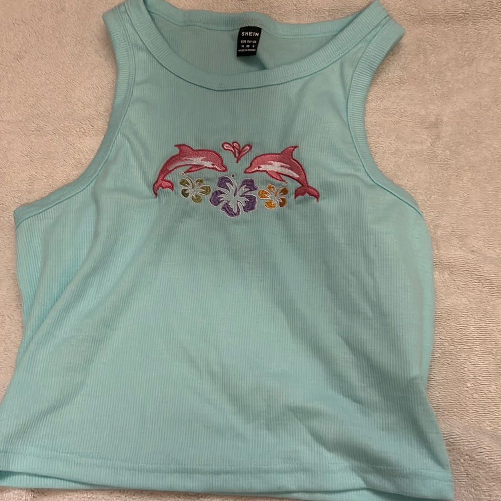 Teal/Blue Dolphin tank top